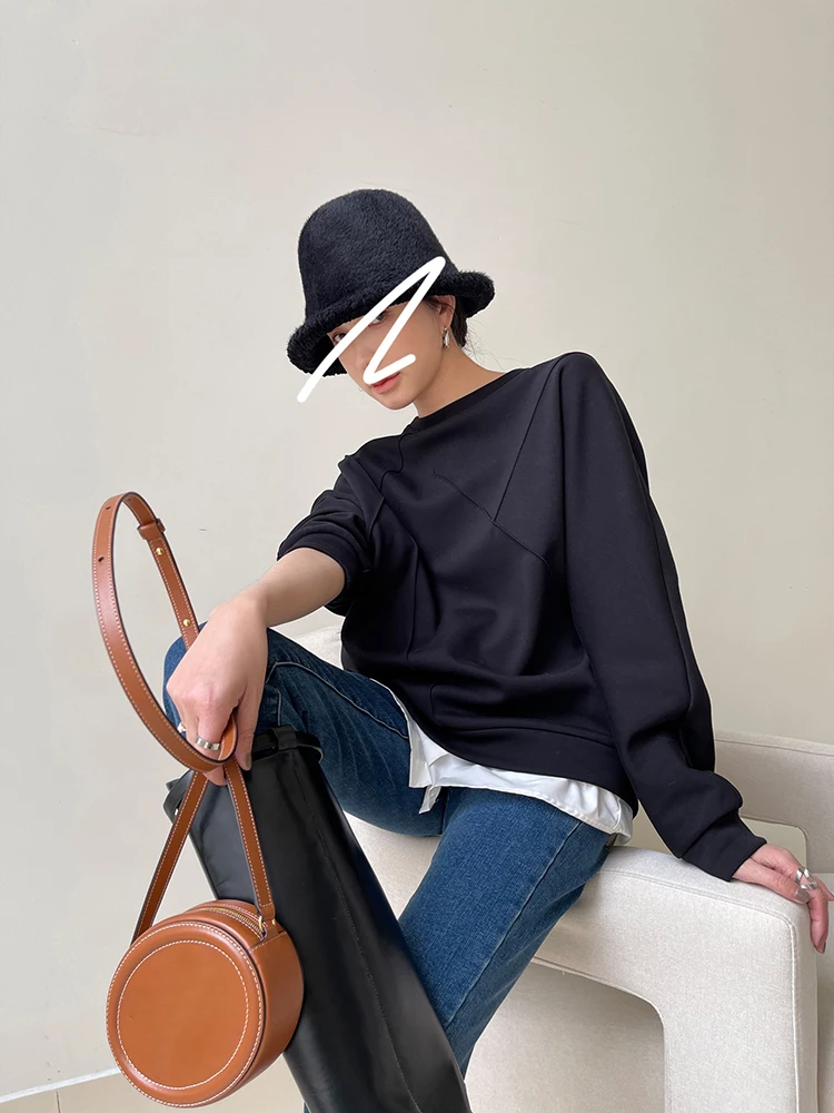 plus size pant suits for special occasions Bornladies 2022 Women Cotton Sweatshirt Suit Oversized Sets Female Stylish O Neck Loose Sweatshirt + Long Pants Suits Sets skirt suit set
