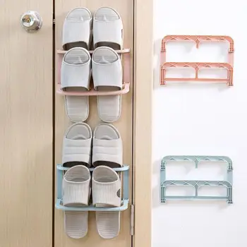 

Wall Mounted Foldable Paste Shoe Rack Bathroom Folding Storage Shelf Layer Slippers Holder Shoes Hanging Sandals Hot Double J9L4