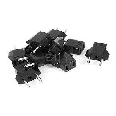 

AC 125V/250V 6A EU Plug Male to US Plug Female Socket Power Adapter Black 10 Pcs