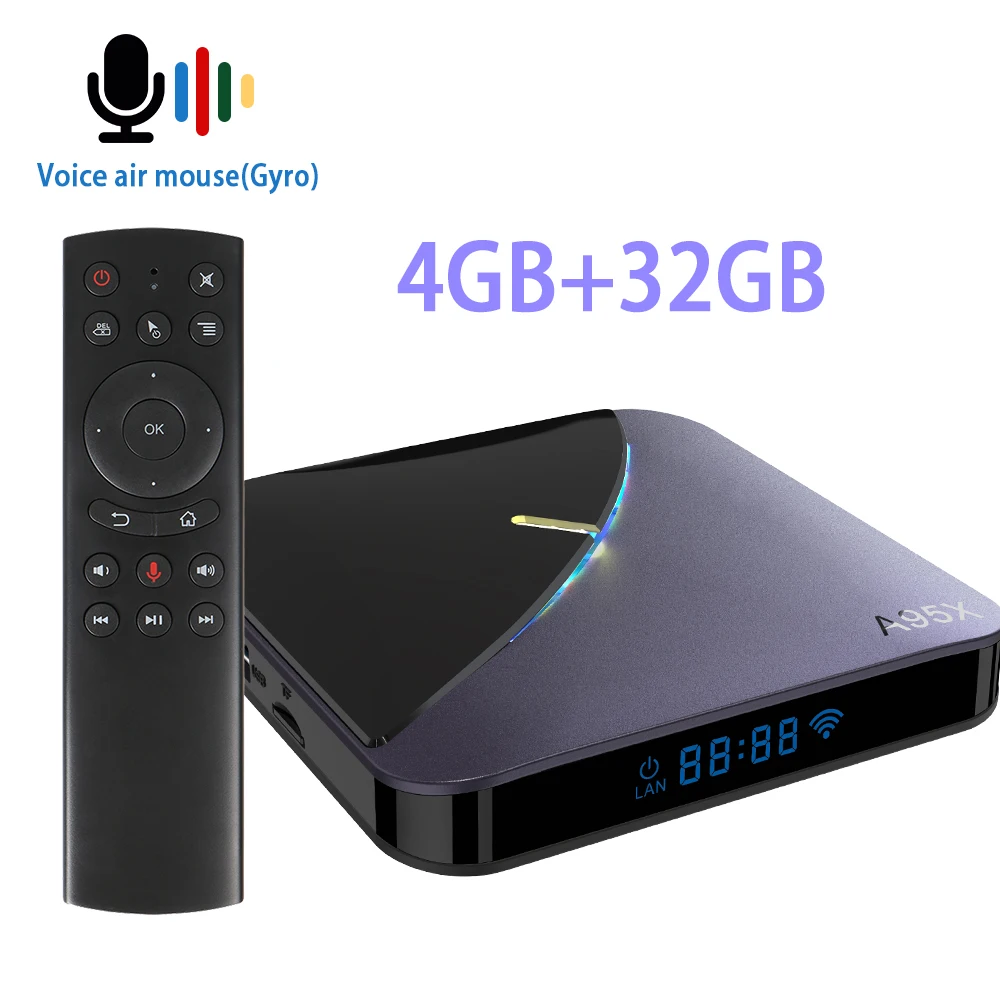 Android 9,0 ТВ коробка A95X F3 Amlogic S905X3 set top tv BOX, Wi-Fi, Netflix Media Player ТВ коробка голосовой помощник 4 Гб 64 Гб оперативной памяти, 32 Гб встроенной памяти - Цвет: 4 32G with G20