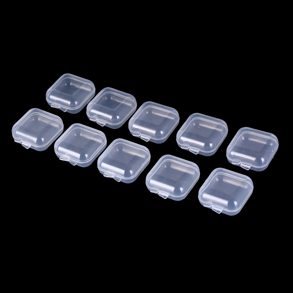 10PCS/set Mini Storage Box Transparent Square Plastic Box Earrings