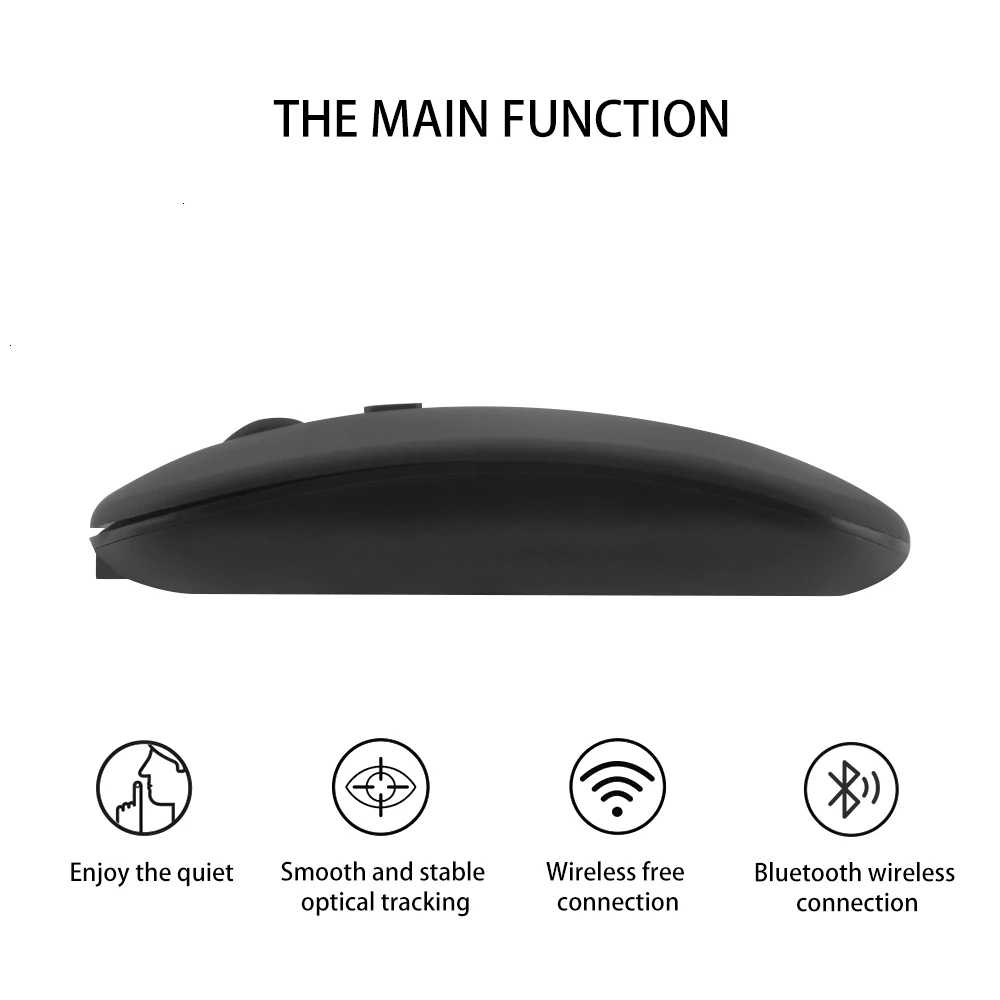 Bluetooth беспроводная Бесшумная мышь перезаряжаемая портативная Компьютерная Оптическая USB мышь для ПК ноутбука Macbook ультра тонкая