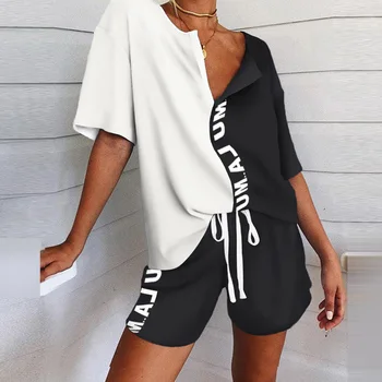 

2020 Striped Women's Pajamas Suit Casual Two Pieces Loose Pajamas Suits Woman Spring Summer New Fashion Ladies Nightwear Sets