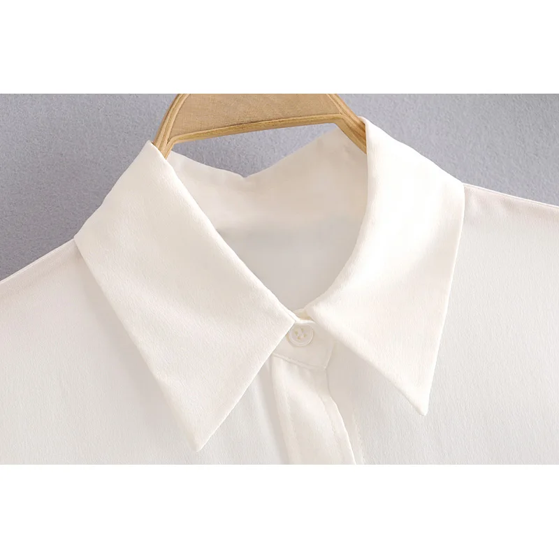 Модная женская элегантная однотонная блузка Za с длинным рукавом и отложным воротником, несимметричная Базовая рубашка, Женская Повседневная Верхняя одежда для офиса blusas