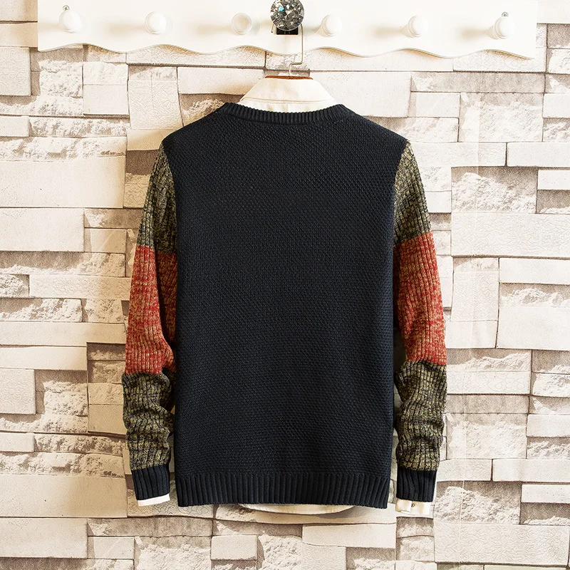 Autumn New Sweater Men Slim Fashion Sweter Clothes Contrast Color Casual Knit Sweaters Man Wild Loose Long-sleeved Pullover Men Autumn New Sweater Men Slim Fashion Sweter Clothes Contrast Color Casual Knit Sweaters Man Wild Loose Long-sleeved Pullover Men
