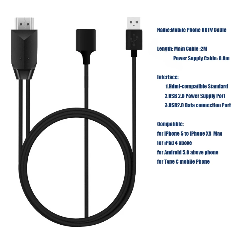  Cable HDMI para teléfono a TV, cable HDMI compatible con todos  los teléfonos iPhone iPad Android a TV, adaptador AV digital 1080P para  iPhone y teléfonos Android Series : Electrónica