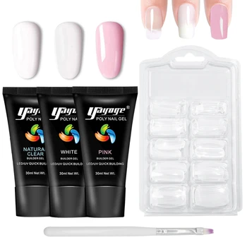

BE Shipping Yayoge Poly Gel Nail Kit With Lamp 30ml 6 Colors Quick Building Nails Hard Gel Varnish Extension Tips For Nail Art
