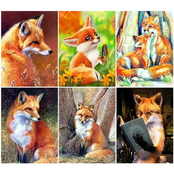 

HUACAN Full Square Drill Diamond Painting 5D Animal Embroidery Cross Stitch Fox DIY Home Decoration Gift