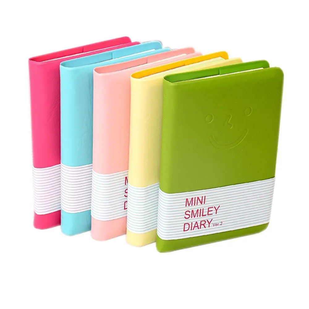 

Smile Face Notebook PU Leather Travel Mini Diary Notebook Candy Color Journal Diary Creative Notepad For Student Writing Gift