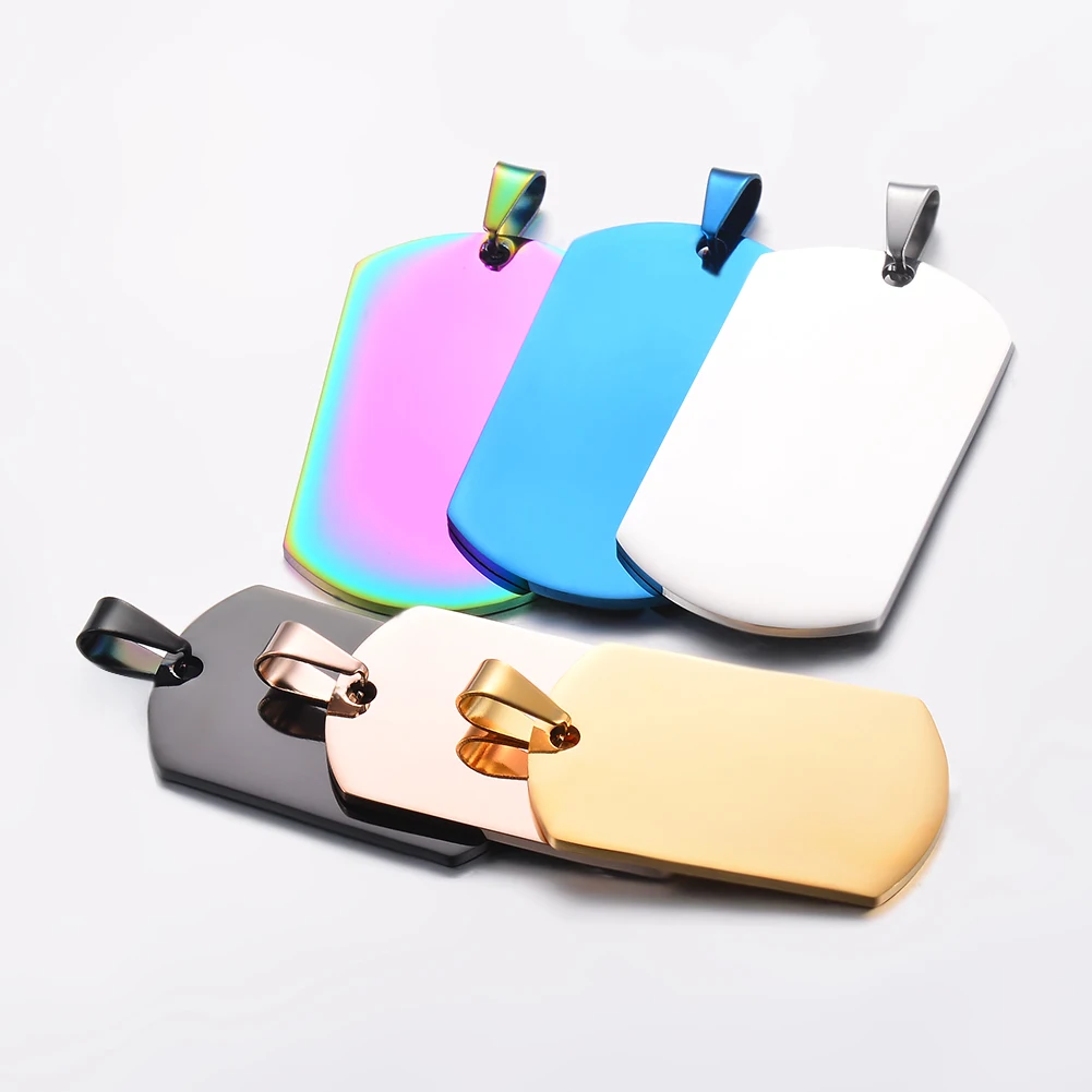3pcs Rectangle Mens Military Army Style Stainless Steel Dog Tags Chain Pendant Necklace Jewelry Accessories 7 Colors | Украшения и