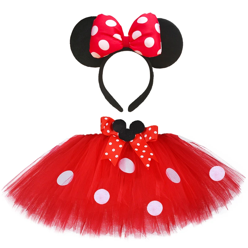 Baby Kid Girls Minnie Mouse Ballet Leotard Dress Tutu Skirt Headband Costume Set 