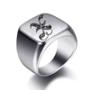Bagues personnalisées à graver initiale pour hommes, chevalière masculine en acier inoxydable, bijoux vierges, bande, ton argent poli, taille américaine