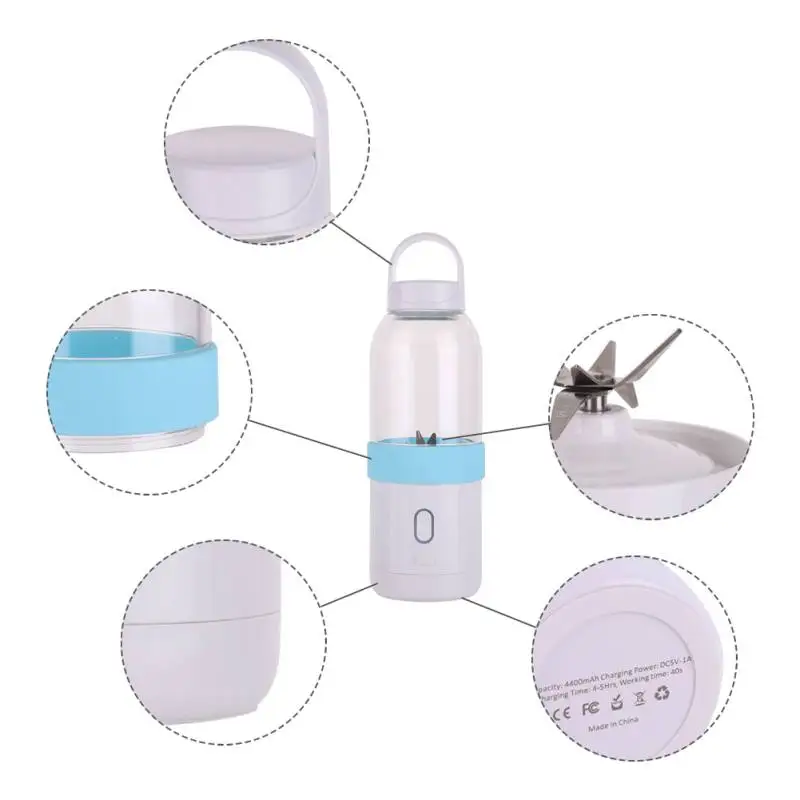 ortable USB Charged Juicer Cup Rechargeable Vegetable Fruit Blender Squeezer For Outdoor Travel Water Bottle With Holder