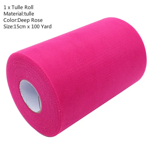 100Yard Deep rose Фатиновая юбка-пачка в рулоне, 15 см, 100 ярдов, сделай сам подарочная упаковка для дня рождения, вечеринки, Рождества, свадьбы, для детей - Color: 100Yard Deep rose