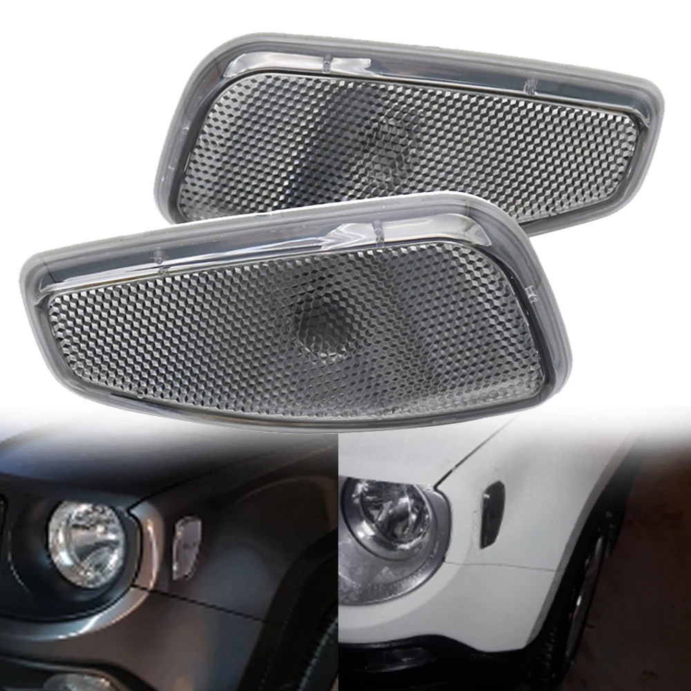 Pair Smoked Lens Amber LED Lights Side Marker Turn Signal Lamps Update Kit For Jeep Renegade 2015 2018 2019 Warning | Автомобили и