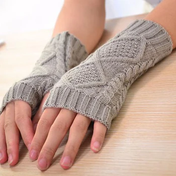 

Knitted Long Hand Gloves Women's Warm Embroidered Winter Gloves Fingerless Gloves For Women Girl Guantes Invierno Mujer Luvas