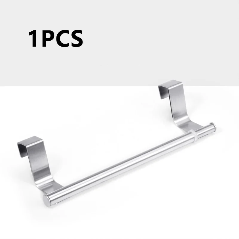 1pcs Single layer Вешалка для полотенец из нержавеющей стали над дверью, вешалка для полотенец, Выдвижной Держатель для полотенец, вешалка для ванной комнаты на полку кухонного шкафа - Цвет: 1pcs Single layer