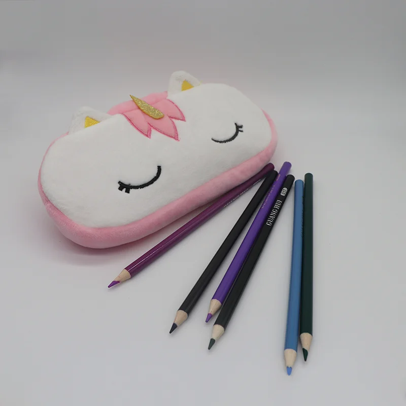 Милый пенал с единорогом школьные Пеналы сумка канцелярские плюшевые Kawaii для
