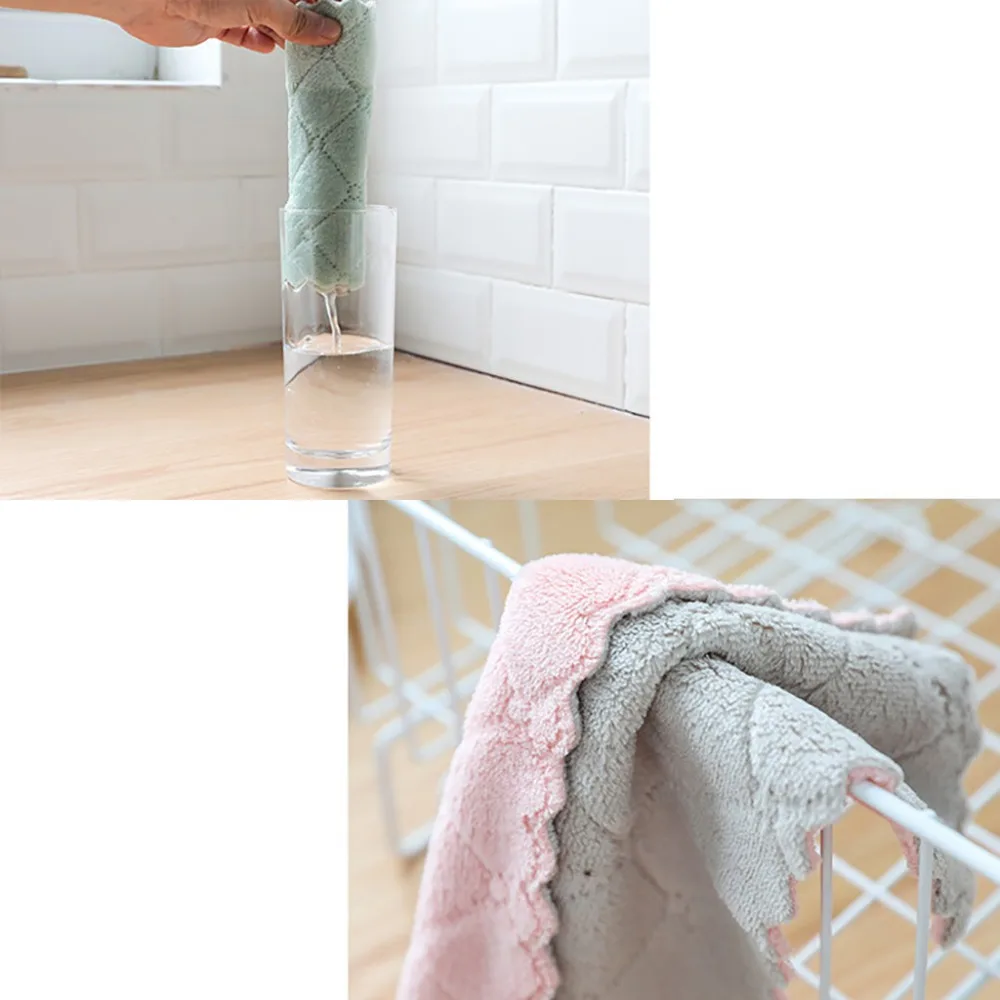 5pcs Super Absorbent Microfiber Kitchen Dish Cloth Tableware Household Cleaning Towel Kichen Tools Gadgets Cocina Dropshipping