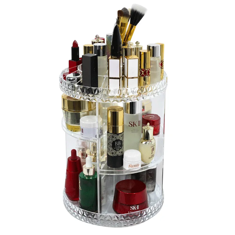 360° Rotating Makeup Brush Holder Luxury Cosmetic Organizer Storage Box C2