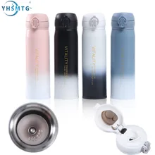 

YHSMTG Thermos Mug Daisy Water Bottles Frosted SUS304 Vacuum Insulation Bottle Gradient Color Student Bounce Cup Gift Drinkware