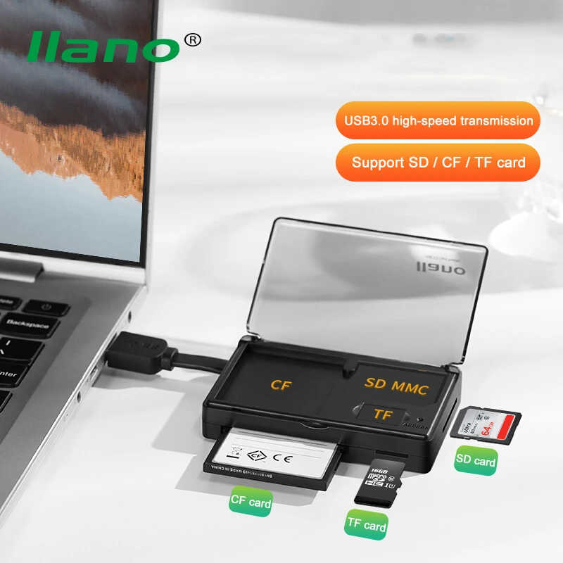 LLANO USB 3.0 Card Reader 3 in 1 Card Reader SD Micro SD TF CF Compact Flash Card Adapter for Laptop Multi Card Reader USB 3.0|Computer Cables & Connectors| - AliExpress