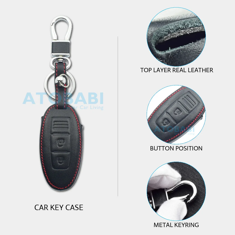 Leather Car Key Case For Nissan 350Z Almera Altima Armada Qashqai Cefiro Cube Juke Livina Remote Fob Protect Cover Keychain Bag Key Case Key Case Cover