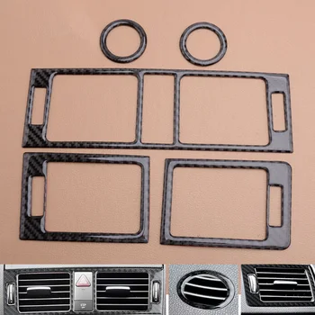 

5pcs Air Vent Outlet Trim Kit Carbon Fiber Car Auto Interior For Benz C Class W204 Set