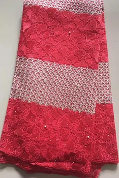 

2020 fashion French Lace Fabric High Quality African Tulle Embroidered NET Lace Fabric For Wedding FLL3082 RED