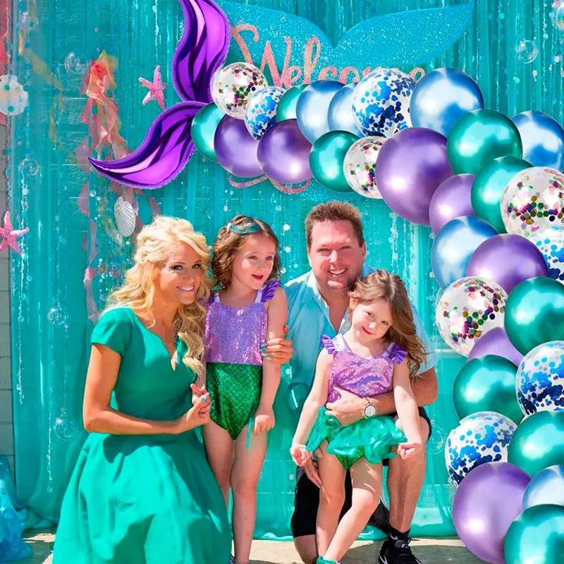FENGRISE Metallic Latex Balloons Mermaid Tail Mermaid Party baloon Little Mermaid Birthday Party Decorations Kids Wedding Decor