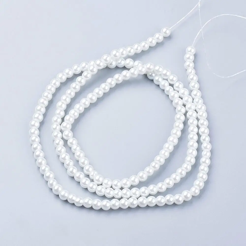 

4/6/8mm 15/20strand Glass Pearl Beads Strands, Pearlized, Round For Jewelry Necklace Craft Making