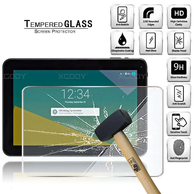 

Tablet Tempered Glass Screen Protector Cover for Xgody T1001 Tablet Computer Explosion-Proof Anti-Scratch Screen Film