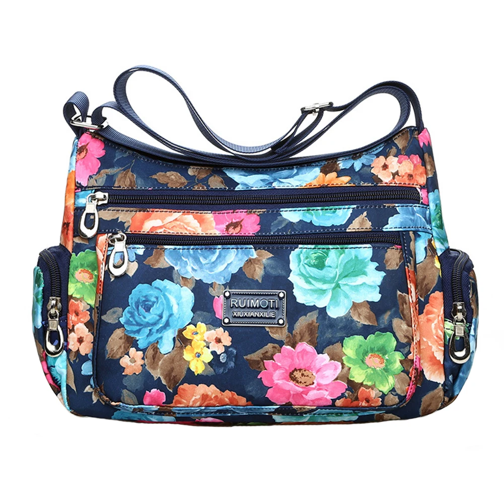 Women Adjustable Buckle Print Rural Style Large Capacity Durable Casual Messenger Fashion Vintage Oxford Crossbody Shoulder Bag