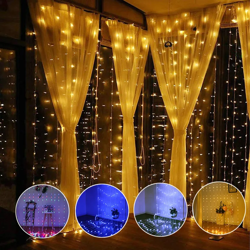 Christmas Garland Curtain String Lights Outdoor Waterproof Garland Waterfall Steam Led Lights For Party Garden Home Party Decor the lion the witch and the wardrobe the chronicles of narnia mr tumnus shower curtain waterproof shower curtain