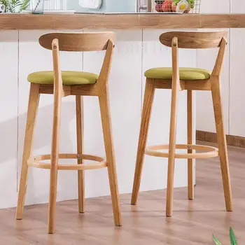 

Bar stool Nordic high stools backrest high stool modern bar chair solid wood chair simple bar stool bar chair