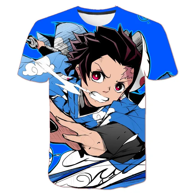 Anime T Shirt Demon Slayer Kimetsu no Yaiba Cosplay T Shirt Kids Girls Children Kamado Tanjirou Nezuko sword Tee Shirt Cool Tees s1392