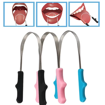 

Tongue Mouth Cleaner Scraper Stainless Steel Plastic Handle For Bad Breath Oral Dental Hygiene Oral Clean Supplies