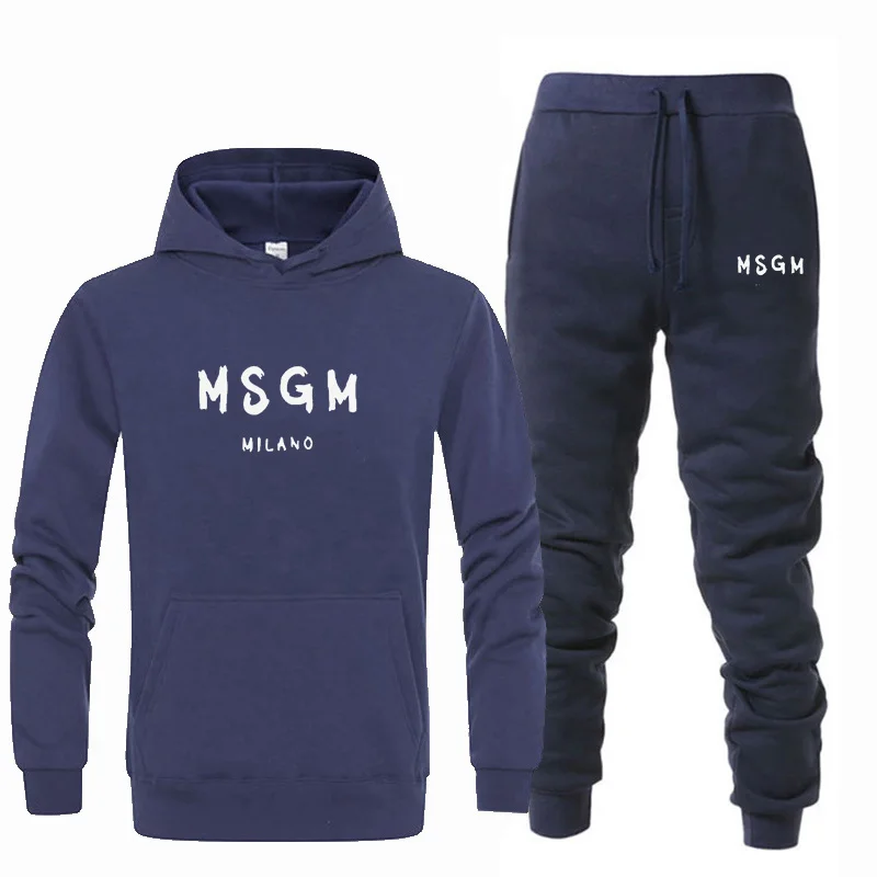 Новинка; Лидер продаж; комплект из 2 предметов; модная толстовка с капюшоном; MSGM; Мужская спортивная одежда с капюшоном; Осенняя брендовая одежда; толстовка с капюшоном+ брюки; костюм в стиле хип-хоп