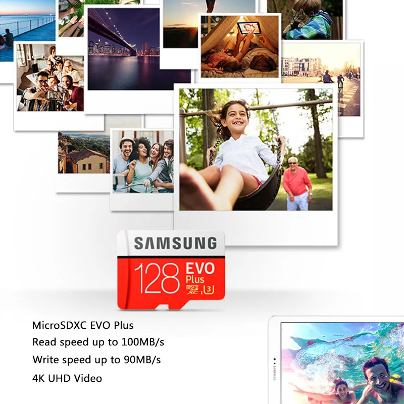 SAMSUNG, Micro SD карта, 64 ГБ, карта памяти EVO Plus, microsd, 128 ГБ, microsdxc, класс 10, TF карта, 32 ГБ, microSDHC, UHS-1