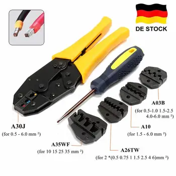 

Crimping Tool Kit Terminal Ratchet Plier Crimper 5 Interchangeable Die Sets Insulated Non-insulated Cable Wire Hand Tool