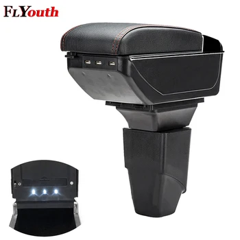 

Armrest Box For Peugeot 207 206 2006-2013 USB Charging LED Light Car Arm Rest Rotatable Centre Console Storage Box Car Styling