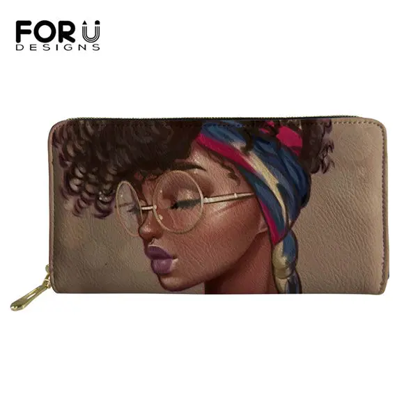 FORUDESIGNS/модные длинные женские кошельки, черный Африканский узор для девочек, кошелек для монет, искусственная кожа, для путешествий, карманы для паспорта - Цвет: CDWX3972Z21
