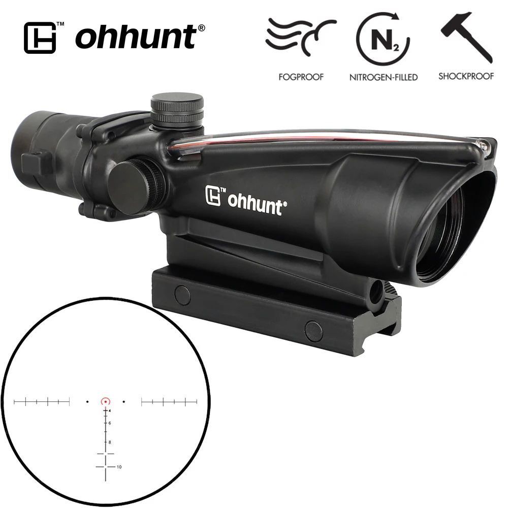 No.3 Reticle Red Ohhunt весь 3,5x35 красный или зеленый из настоящего волокна Оптика Тактический прицел BDC шеврон сетка противоударный оптический прицел охотничьи прицелы - Цвет: No.3 Reticle Red