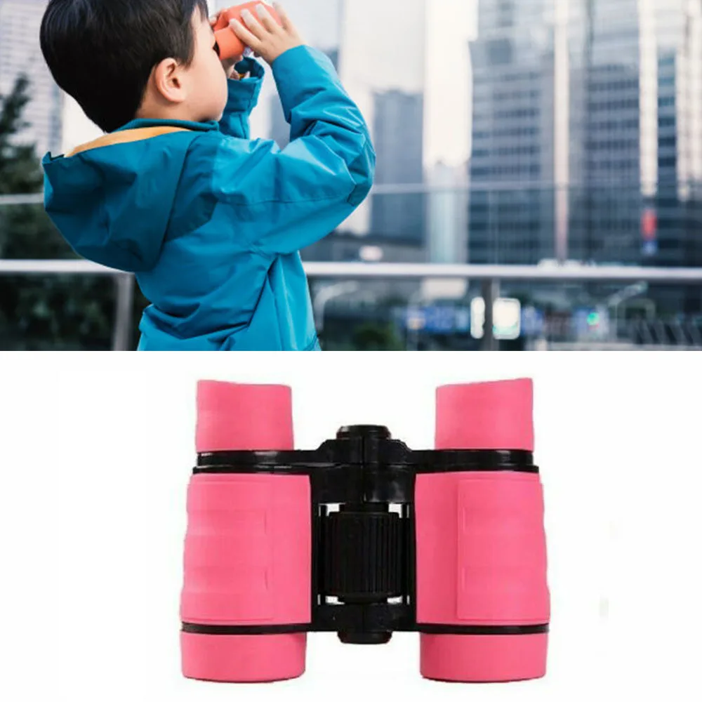 4x30 детский розовый Бинокль Карманный резиновый телескоп для детских игр на открытом воздухе