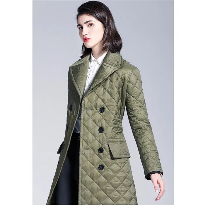 Высокое качество Новая женская куртка длинный рукав двубортная парка тонкая Регулируемая Талия элегантная женская верхняя одежда хлопок зимняя одежда