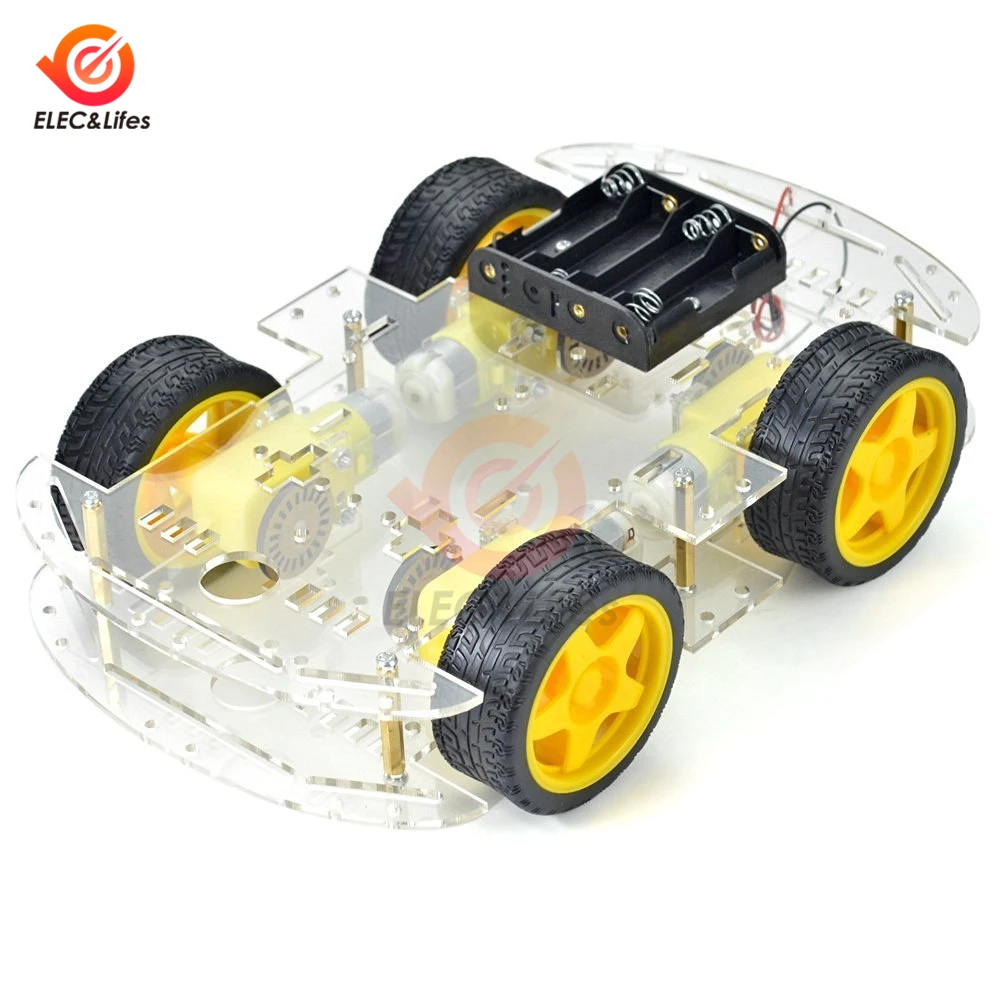 Мини 4WD 4 колеса автомобиля для Arduino умный робот шасси автомобиля DIY комплект скорость двигателя кодер обучающий инструмент 4XFE