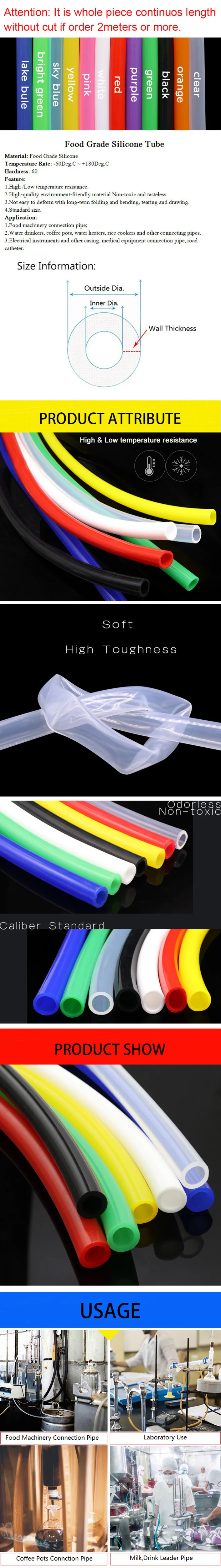 1 Meter ID 1 2 3 4 5 6 7 8 9 10 mm Silicone Tube Flexible Rubber Hose Food Grade Soft Drink Pipe Water Connector Colorful