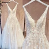 Lakshmigown Floral Appliques Wedding Dresses V Neck Backless A-Line Court Train Tulle Bridal Gowns Robe Mariee Customized 1