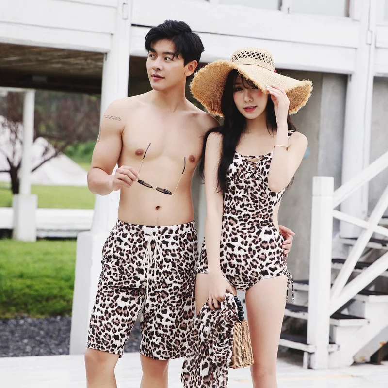 Mens swimwear Мода пара пляжная одежда оранжевый принт купальники бикини купальники мода для пар - Цвет: Mens swimwear