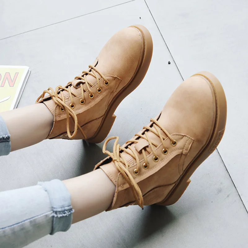 

Autumn Winter Women Ankle Boots Lace Up Casual Shoes Platform Boots Punk Motorcyle Boots Ladies botas mujer Black N7777